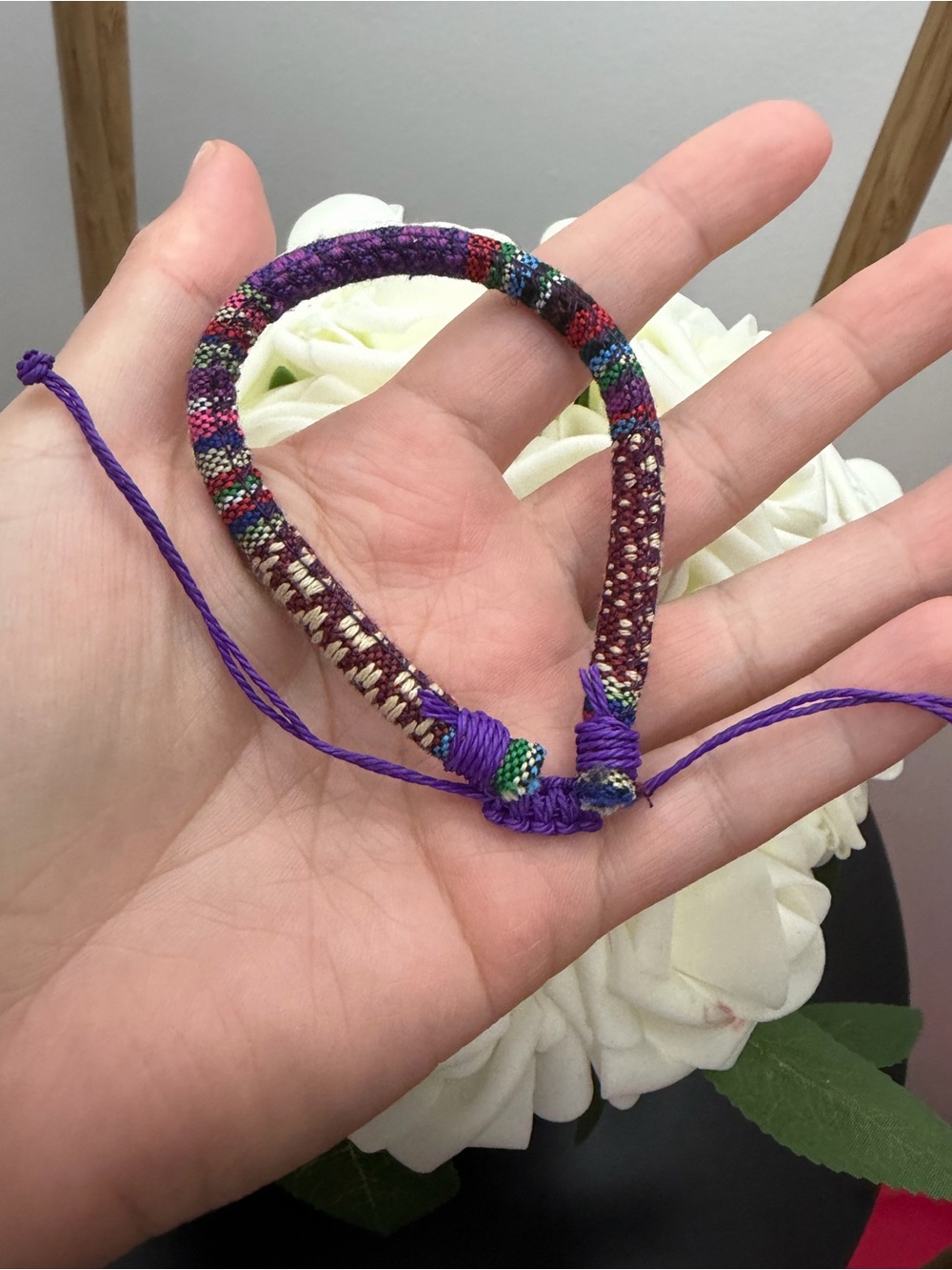 Handwoven Purple Multicolor Adjustable Bracelet - Women Jewelry